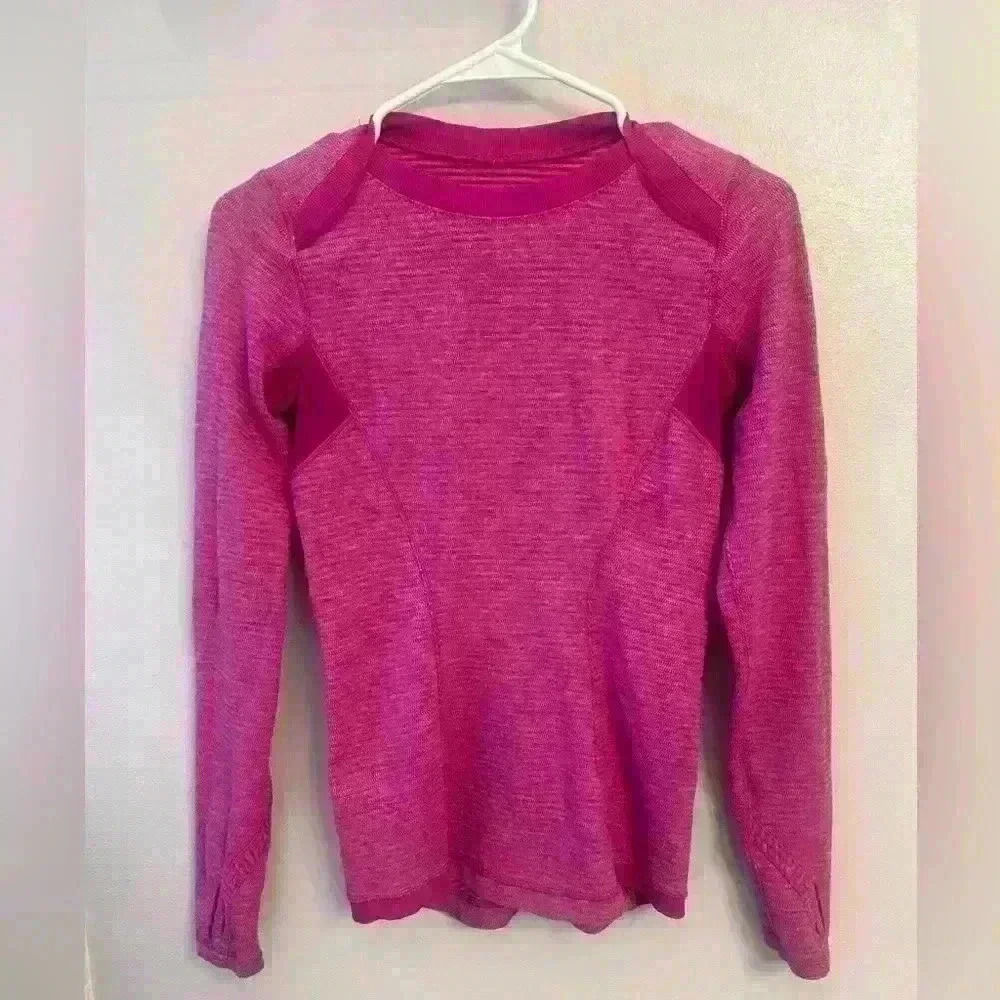 Lululemon 4 Think Fast Long Sleeve Heathered Ultra Violet Hot Pink Rulu EUC!
